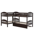 Twin L Shaped Bunk Bed With Trundle Espresso Old Sku:Lp000024Aap Espresso Solid Wood