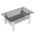 Rectangle Coffee Table, Tempered Glass Tabletop With Mdf Layer, Modern Table For Living Roomgray Glass Gray Tempered Glass