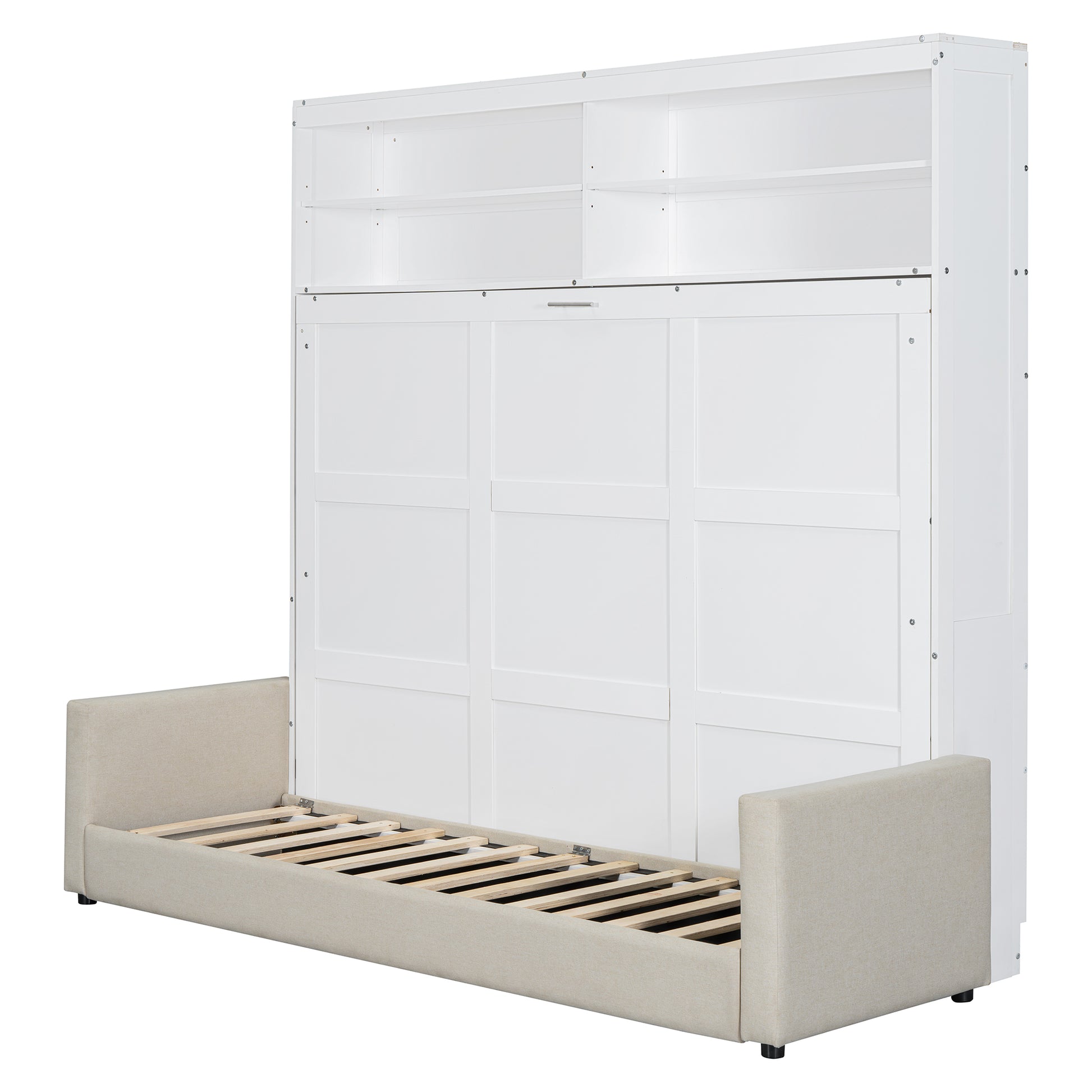 Queen Size Murphy Bed Wall Bed With Sofa,White Queen White Mdf Lvl