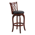 Comfortable Swivel Pub Height Chair 1Pc Design Back Dark Cherry Finish Faux Leather Upholstery Solid Wood Furniture, Swivel Bar Chair, Bar Stool Cherry Solid Back Solid Wood