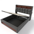Queen Size Upholstered Platform Bed With A Hydraulic Storage System, Led And Usb Charging, Grey Without Mattress Queen Grey Metal & Wood