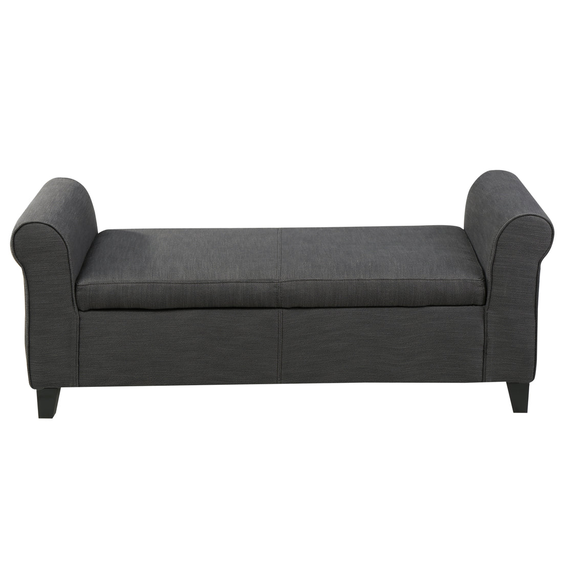 Hayes Armed Storage Bench Gray Fabric