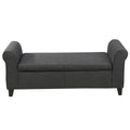 Hayes Armed Storage Bench Gray Fabric