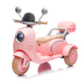 12V Two Seater Kids Ride On Electric Motorcycle,Three Wheels Kids Toy With Slow Start,Multi Function Player,Usb,Bluetooth, Light,Backseat Flip Adult Seat, Oversized Storage Box For Kids Aged 3 6. Pink Plastic