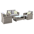 Patio Furniture, Outdoor Furniture, Seasonal Pe Wicker Furniture, 6 Set Wicker Furniture With Tempered Glass Coffee Table Brown Pe Rattan Iron Waterproof Fabric
