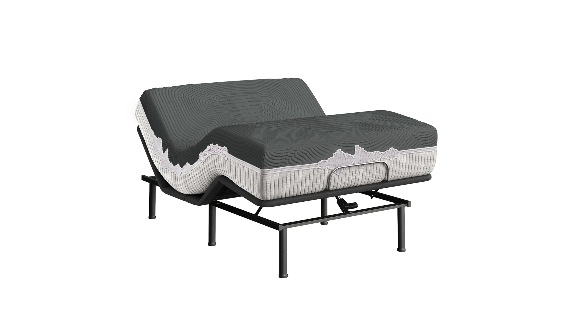 Goodvibesleep Calm Mattress And Adjustable Base Comfort Ensemble, King Size Gray Foam Spring King