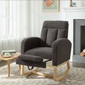 Modern Accent Rocking Chair Rocking Chair With Solid Wood Legs, Adjustable Footrest,Comfy Armchair With Side Pocket, Living Room Lounge Arm Chair With High Backrest Gray,Teddy Gray Polyester Blend