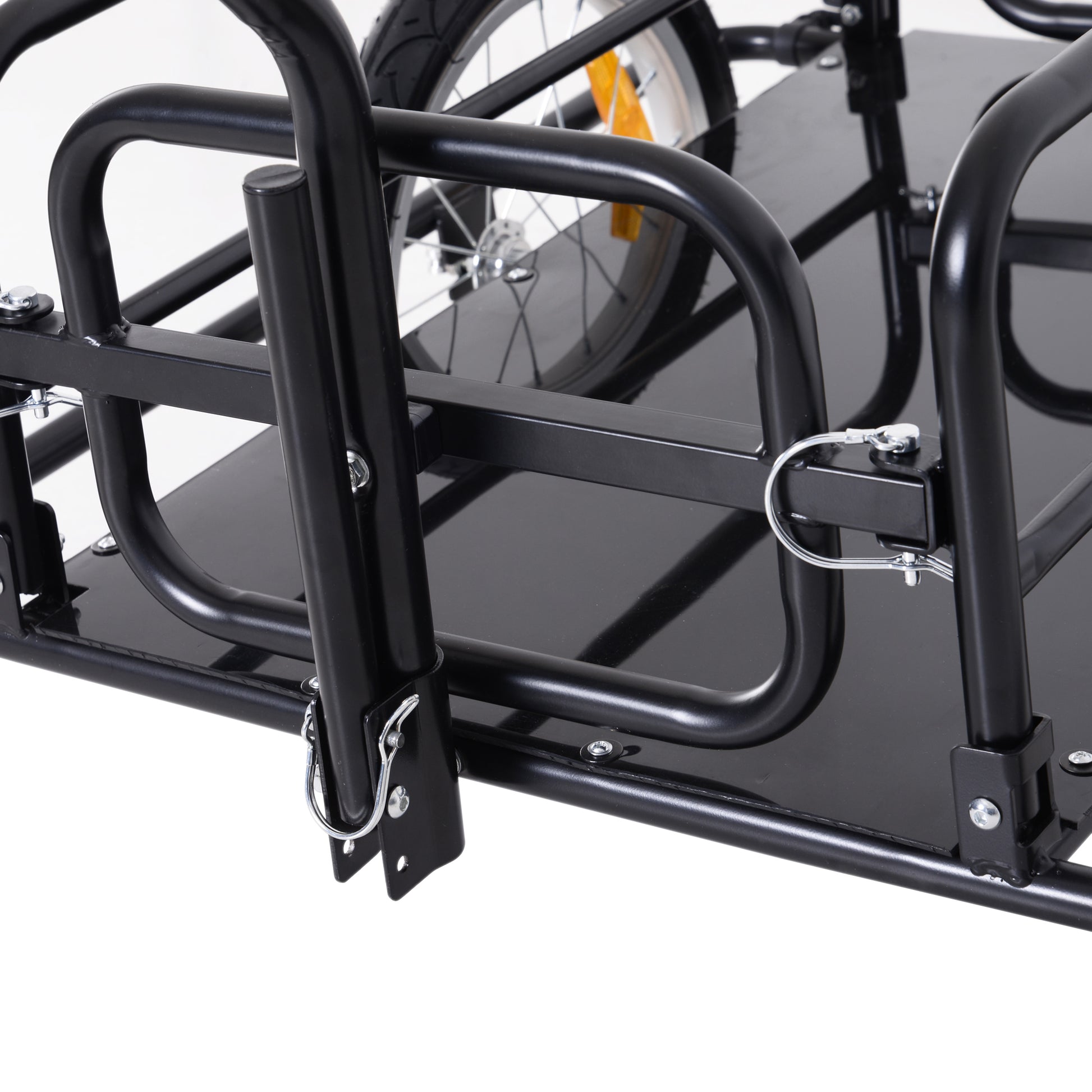Aosom Bike Cargo Trailer, Bicycle Trailer, Heavy Duty Bike Wagon Cart, Foldable Compact Storage, With Universal Hitch, 16" Wheels, 88 Lbs. Capacity, Black Black Steel