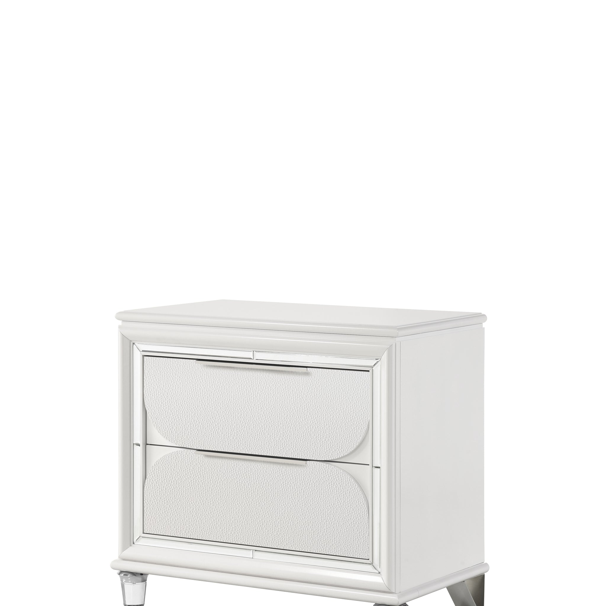 Tarian Pearl White Finish Nightstand White Acrylic,Synthetic Wood