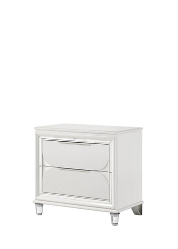 Tarian Pearl White Finish Nightstand White Acrylic,Synthetic Wood