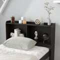 Twin Bed With Bookcase,Twin Trundle,Drawers,Espresso Twin Espresso Pine