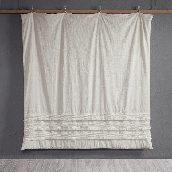 3 Piece Cotton Seersucker Duvet Cover Set King Ivory Cotton