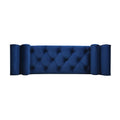 Alma Tufted Flared Arm Entryway Bench, Navy Blue Velvet Navy Blue Foam Velvet