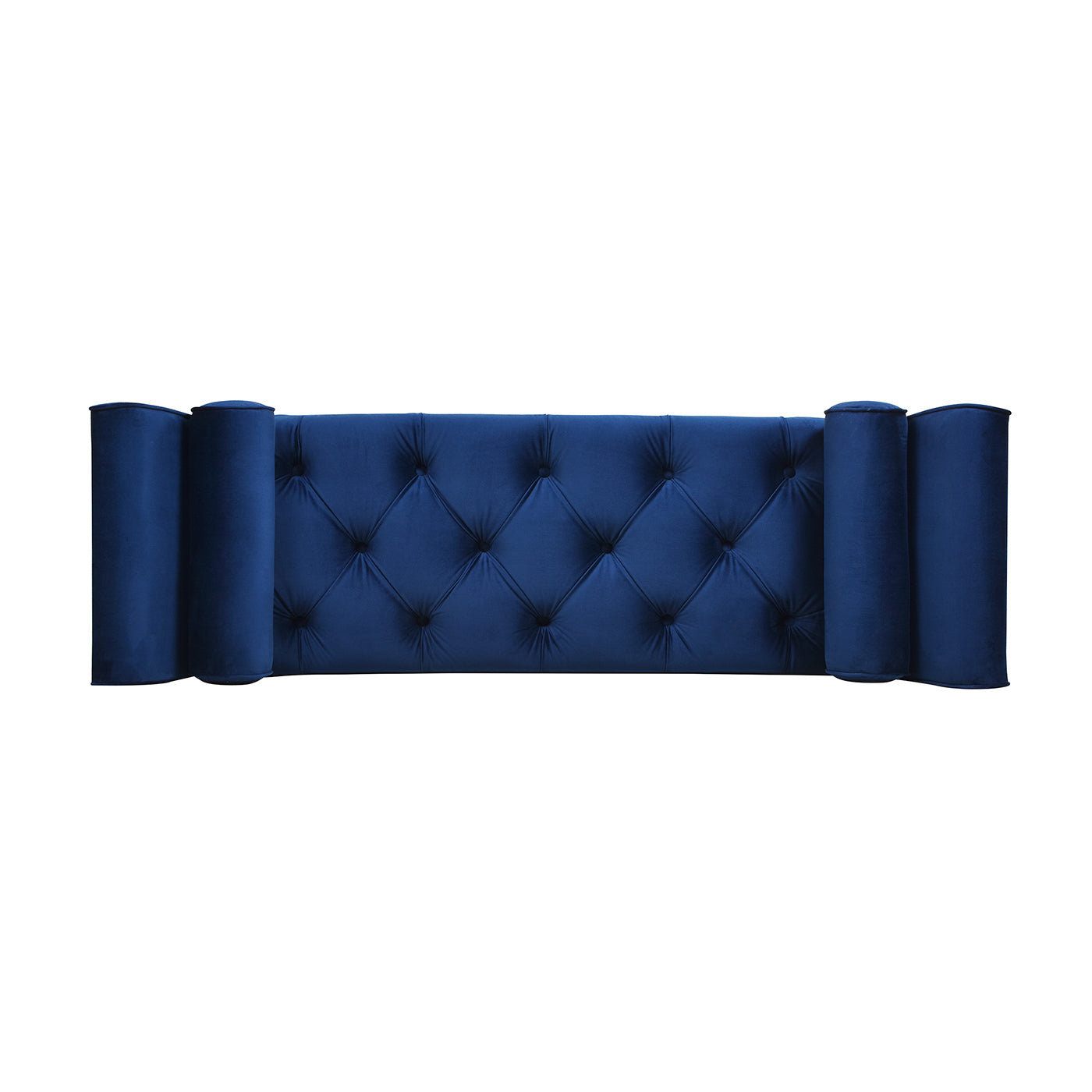 Alma Tufted Flared Arm Entryway Bench, Navy Blue Velvet Navy Blue Foam Velvet