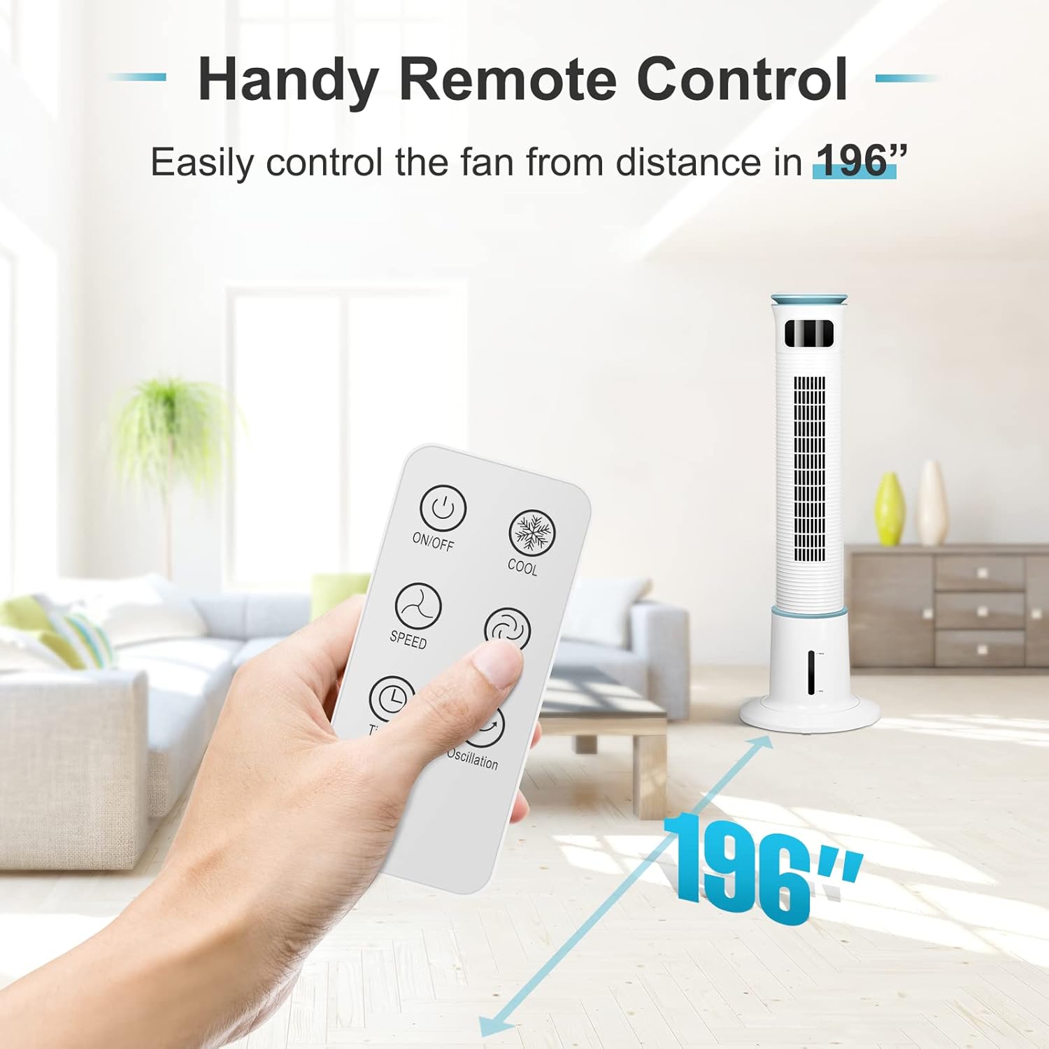 43 Inch Electric Oscillating Tower Fan With Remote Control For Indoor, Bedroom And Home Office, White White Plastic