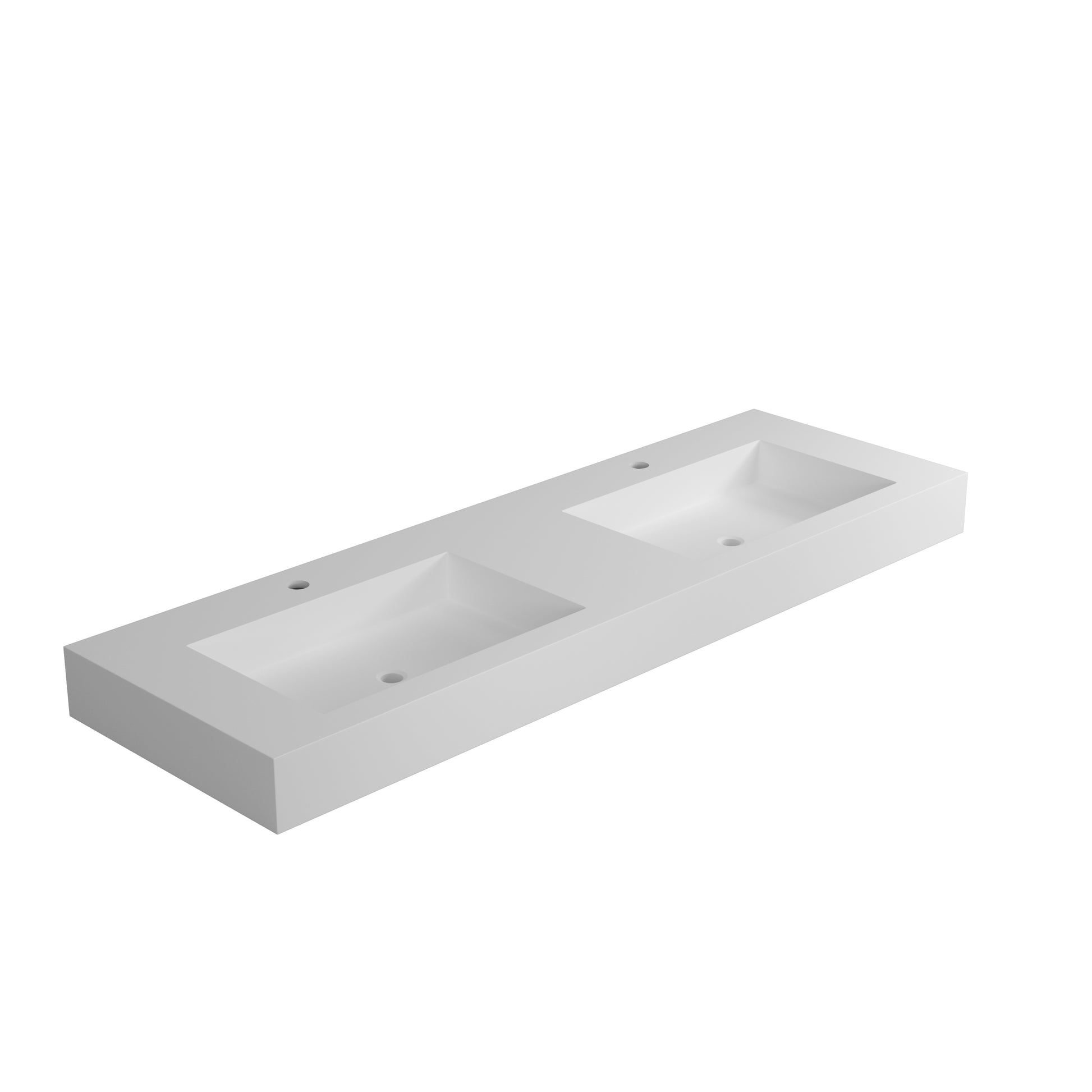 47" Solid Surface Wall Hanging Basin Double Basin Matte White Contemporary Solid Surface