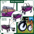 Minimeetall Strapcollapsible Foldable Wagon Cart With Strapping System Beach Wagonutility Cartutility Wagon Grocery Cart For Camping Shopping Sports Gardeing Fishing Supports 225Lbs Purple Purple