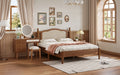 3 Pieces Bedroom Set With Queen Size Wooden Bed Frame, 1 Vintage Nightstand And 1 Makeup Vanity Set With Stool,Walnut Expected Arrival Time: 08.23 Queen Walnut 3 Piece Set Wood