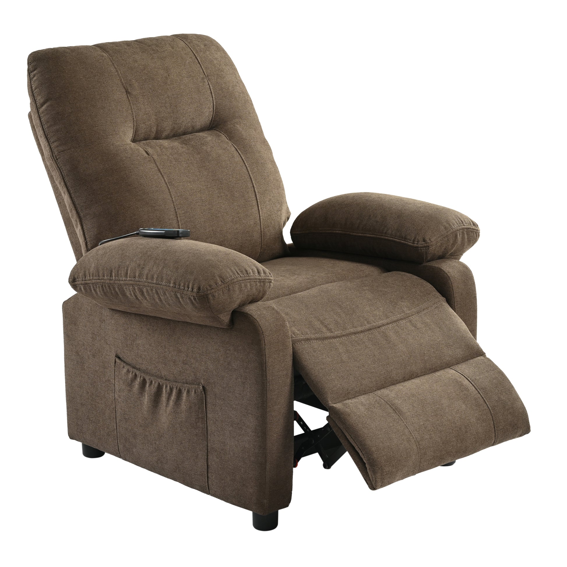 Recliner Chair With Message And Heater, Recliner Chair For Adult, Manual Control Message Chair Brown Steel