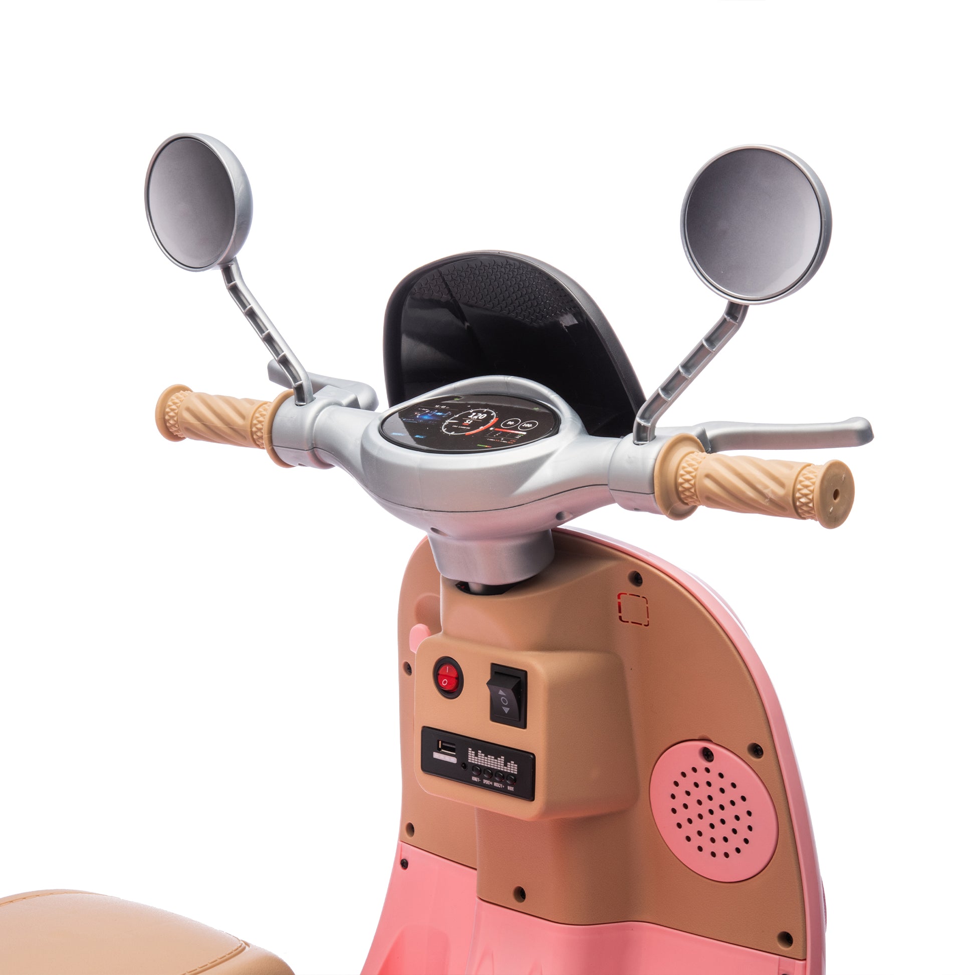 12V Two Seater Kids Ride On Electric Motorcycle,Three Wheels Kids Toy With Slow Start,Multi Function Player,Usb,Bluetooth, Light,Backseat Flip Adult Seat, Oversized Storage Box For Kids Aged 3 6. Pink Plastic