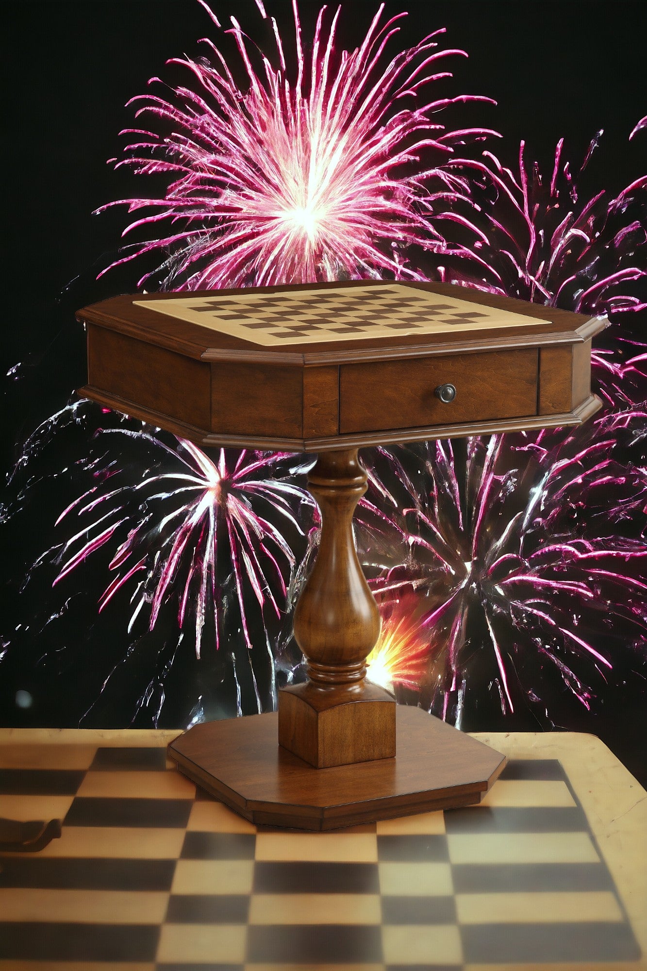 Bishop Cherry Finish Reversible Chess Checker Game Table W Game Tray Chess Fingures Not Included Cherry Synthetic Wood
