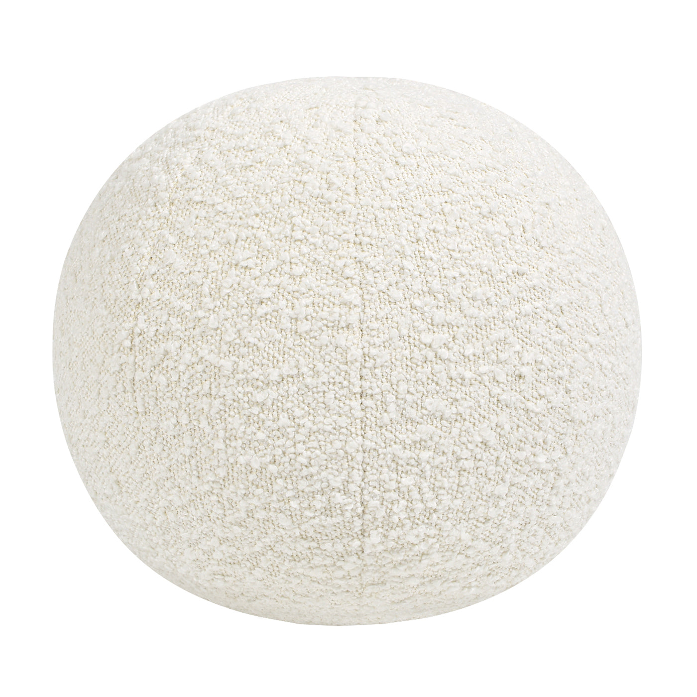 Luna 12" Round Sphere Accent Ball Throw Pillow, Ivory White Boucle White Polypropylene Boucle