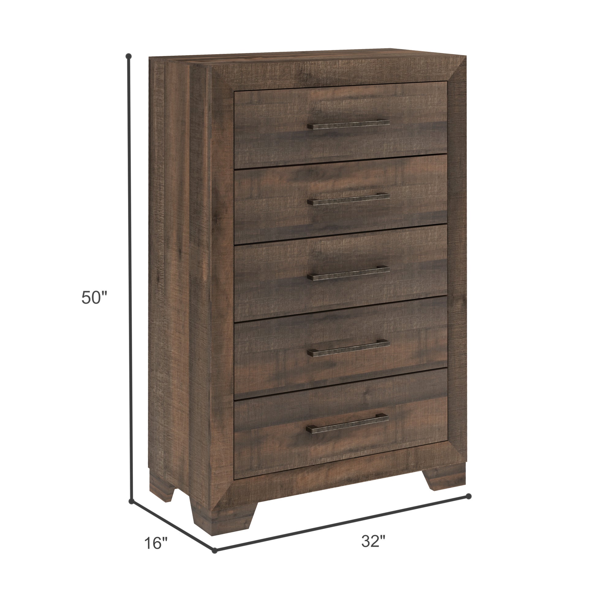 Plinz Brown 5 Drawer Chest Brown Engineered Wood