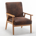 25.38'' Wide Classic Mid Century Modern Arm Chair, Brown Brown Microfiber