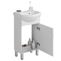 18 Inch Mini Bathroom Cabinet With Ceramic Sink White White Solid Wood