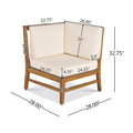 Perla 5 Pcs Sofa Set, Cream Cream Acacia Wood