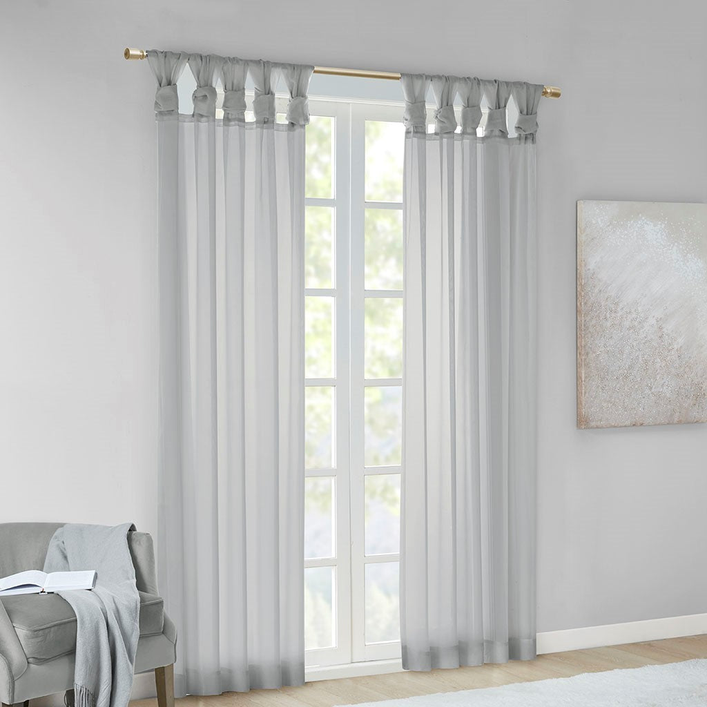 Twist Tab Voile Sheer Window Pair Light Grey Polyester