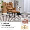 Pu Leather Accent Chair, Upholstered High Backrest Arm Chair With Solid Metal Legs, Tufted Button Design Reading Chair, Sofa Chair For Bedroom, Living Room, Office, Brown Brown Bedroom Casual Foam Pu Leather