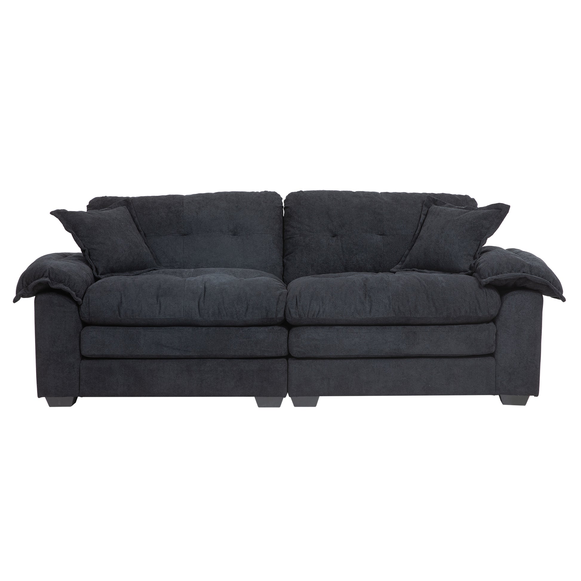 84" Chenille Recliner Sofa Small Sofa Loveseat Deep Seat Sofa Couch With 2 Throw Pillows & Memory Foam For Living Room Apartment Office Lounge Black Black Memory Foam Chenille,Upholstered 2 Seat