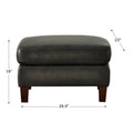 Weldon Leather Ottoman Wood Primary Living Space Solid Grey Eucalyptus Wood Gun Ash Genuine Leather Genuine Leather Medium Firm Backless Mid Century Modern Rectangle Armless Memory Foam Genuine Leather