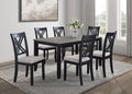 7 Pc Dinette Set Light Black Gray Rectangular Table Grey Upholstered Chairs Transitional Dining Room Wooden Dining Set Furniture Wood Wood Antique White Gray Seats 6 Wood Dining Room 60 Inches Fixed Table Transitional 4 Leg Rectangular Dining Table With