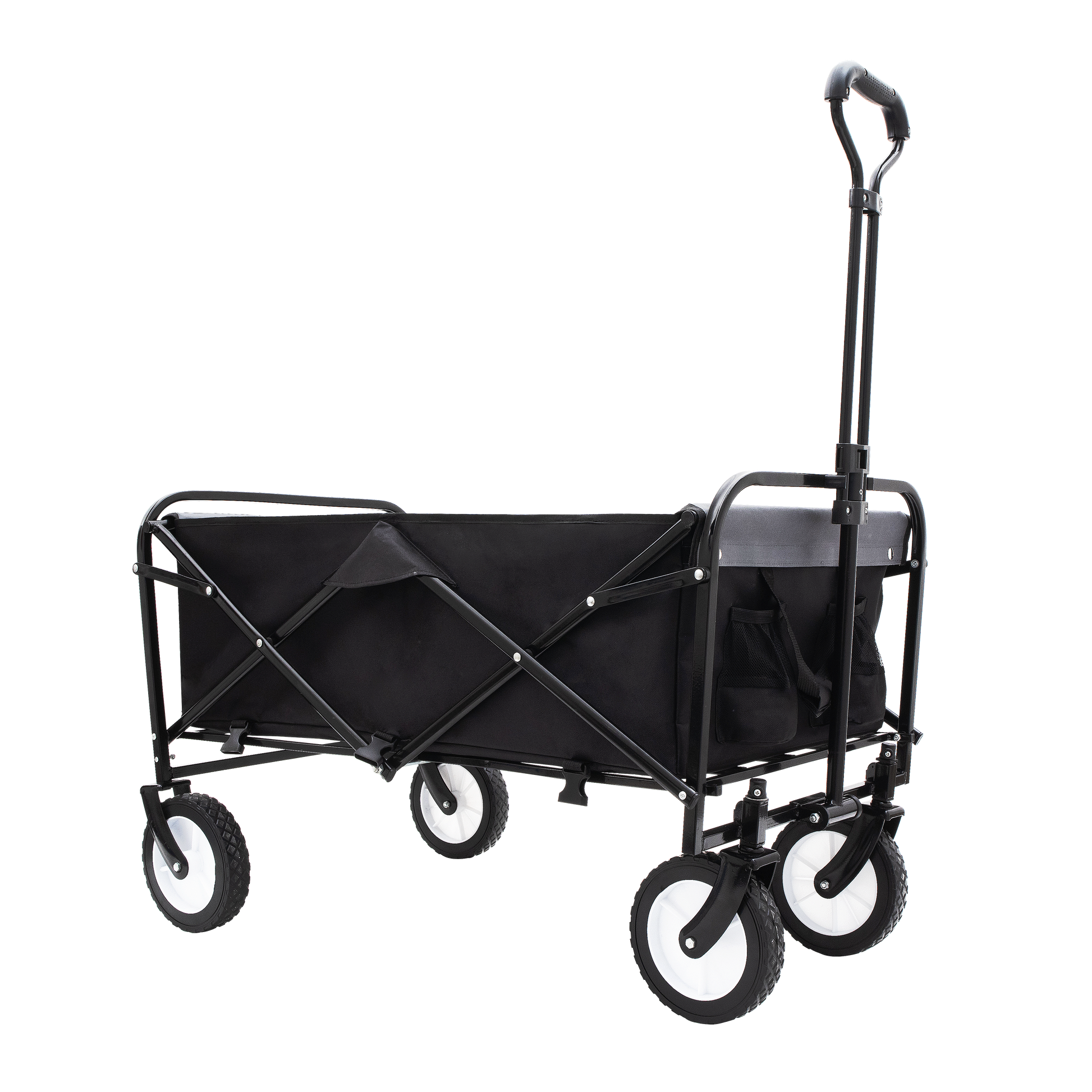 Collapsible Foldable Wagon Cart With Strapping System Beach Wagon Utility Cart Utility Wagon Grocery Cart For For Camping Shopping Sports Gardeing Fishing Supports 360Lbs All Terrain Wheels Black