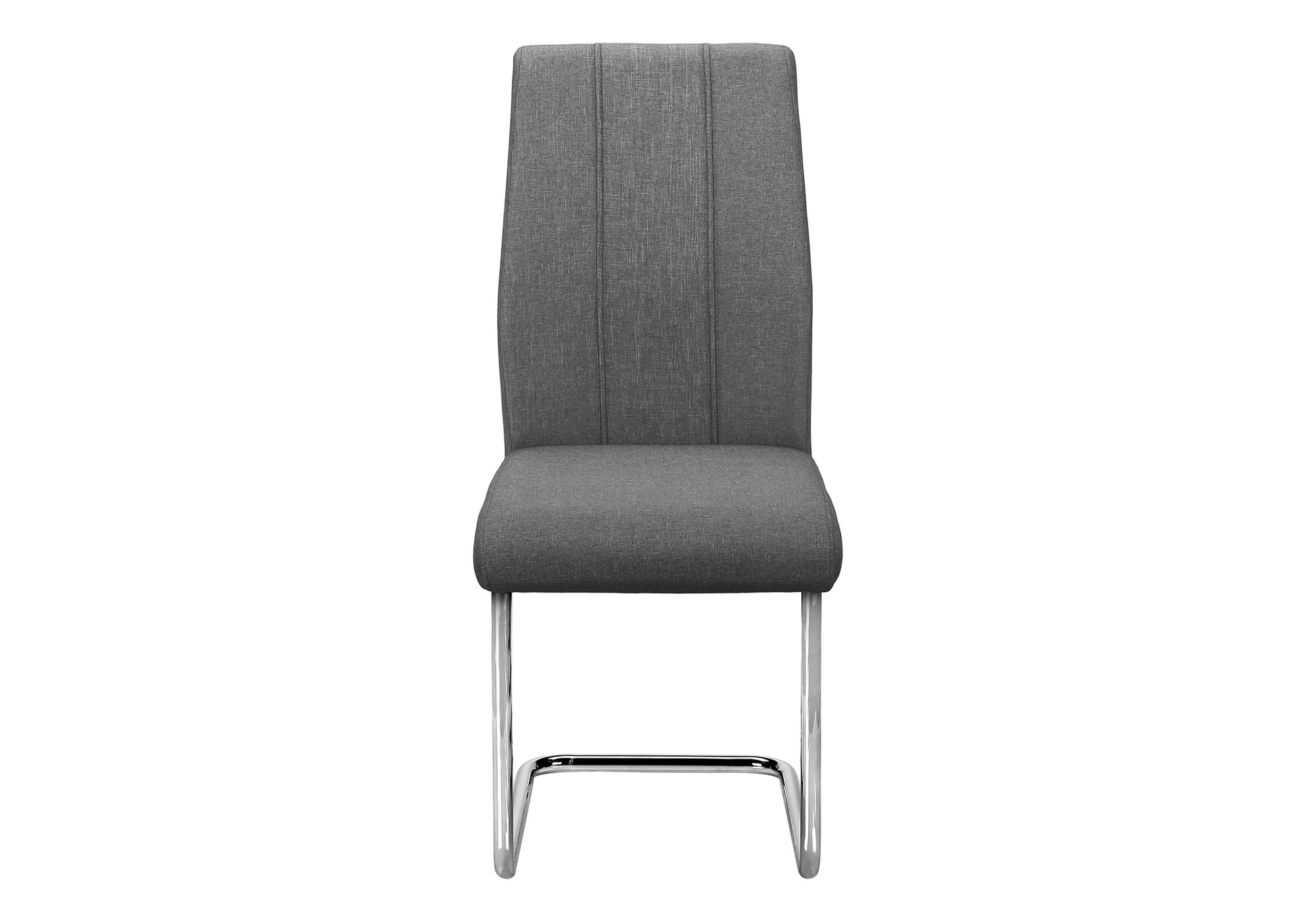 Dining Chair, Set Of 2, Side, Upholstered, Kitchen, Dining Room, 39" Height, Grey Fabric, Chrome Metal, Contemporary, Modern Grey Foam Polyester