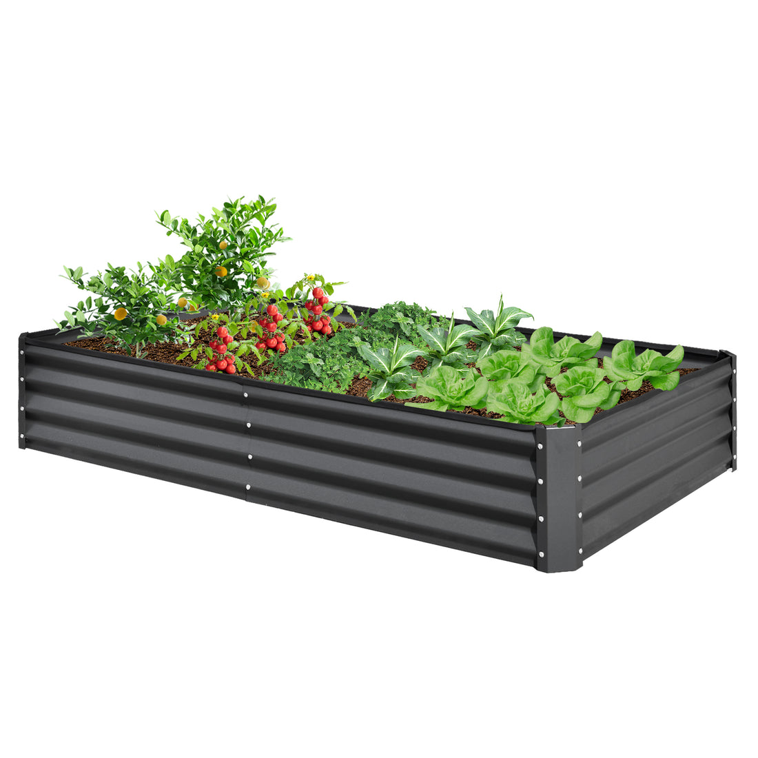 6X3X1Ft Galvanized Raised Garden Bed, Outdoor Planter Garden Boxes Large Metal Planter Box For Gardening Vegetables Fruits Flowers,Gray Gray Garden & Outdoor Steel