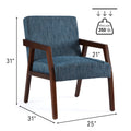 Solid Wooden Mid Century Modern Accent Chair, Upholstered Arm Chair For Living Room, Bedroom, Linen Fabric Reading Chair, Side Chair, Blue Blue Brown Study Mid Century Modern Birch Upholstered