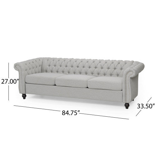 Sofa 3 Seater Grey Fabric 3 Seat