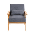 Leisure Chair With Solid Wood Armrest And Feet, Leisure Chair, Wood Frame, Velvet, L, Solid Rubber Wood Legs, Mid Century Modern Accent Chair, For Living Room Bedroom Studio Chair Dark Gray Corduroy