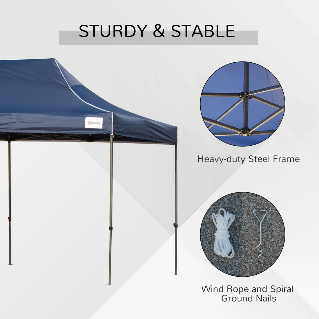 Outsunny 10' X 20' Pop Up Canopy Tent With Sidewalls & Doors, Instant Tents For Parties With Wheeled Carry Bag, Height Adjustable, For Outdoor, Garden, Patio, Blue Dark Blue Steel