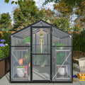 6X8 Ft Greenhouse For Outdoors, Polycarbonate Greenhouse With Quick Setup Structure And Roof Vent, Aluminum Large Walk In Greenhouse For Outside Garden Backyard, Black Black Aluminium