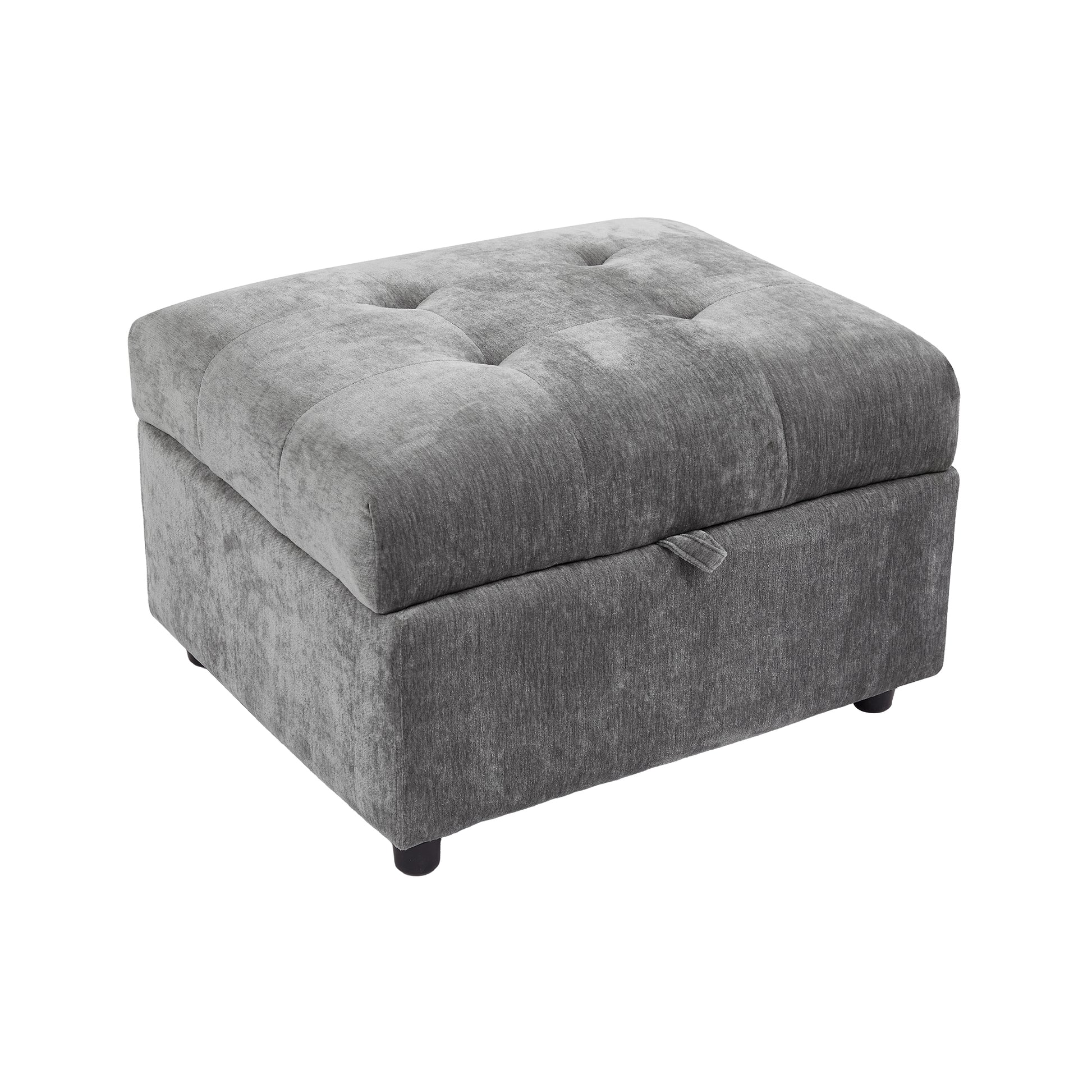 96.45"Sectional Sofa Modular Sofa Couch With Three Usb Ports, A Removable Storage Ottoman And Five Back Pillows For Living Room, Grey Grey Foam Chenille 4 Seat