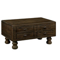 Solid Wood Rectangle Coffee Table For Living Room, 40 Inch Antique Coffee Table With 4 Drawers, Wood Center Table Tea Table With Rivet Decoration Legs.Easy Assembly, Espresso Espresso Pine