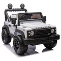 Licensed 2015 Land Rover Defender 90,24V Kids Ride On Xxl Car W Parents Control,2Wd,Four Wheel Suspension,Bluetooth,Mp3,Music,Power Display,Led Lights,Speeds 1.86 3.11Mph For Kids 3 7. White Polypropylene