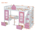 Twin Over Twin Bunk Bed With Changeable Table, Bunk Bed Turn Into Upper Bed And Down Desk Pink Twin Pink Solid Wood