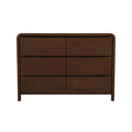 Lionel Mid Century Modern Solid Wood 6 Drawer Dresser Brown Solid Wood