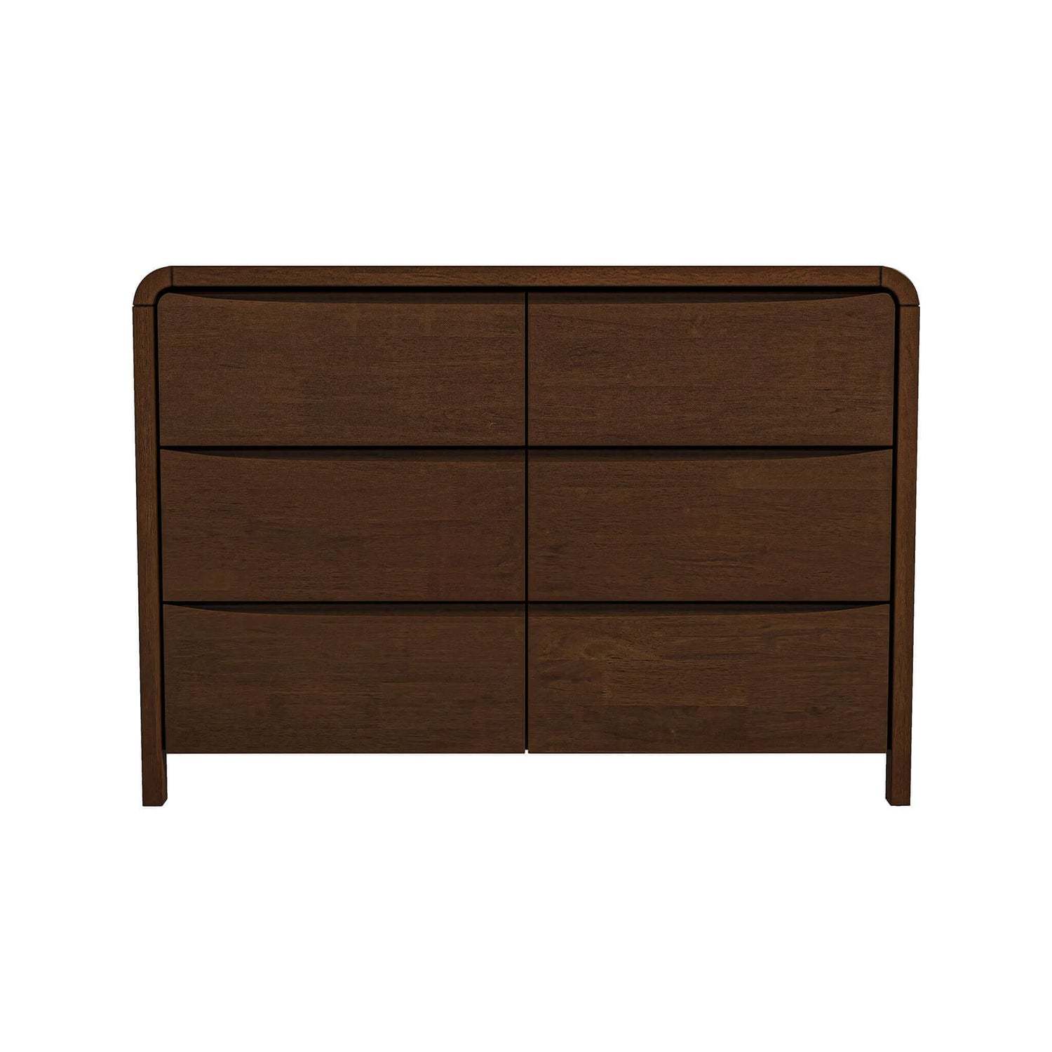 Lionel Mid Century Modern Solid Wood 6 Drawer Dresser Brown Solid Wood