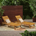 Maki Chaise Lounge Set Of 2 Yellow Brown Solid Wood Mdf